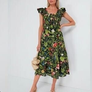Tuckernuck Mallie Floral Cotton Midi Dress XXL NWT Smocked Cottagecore Garden